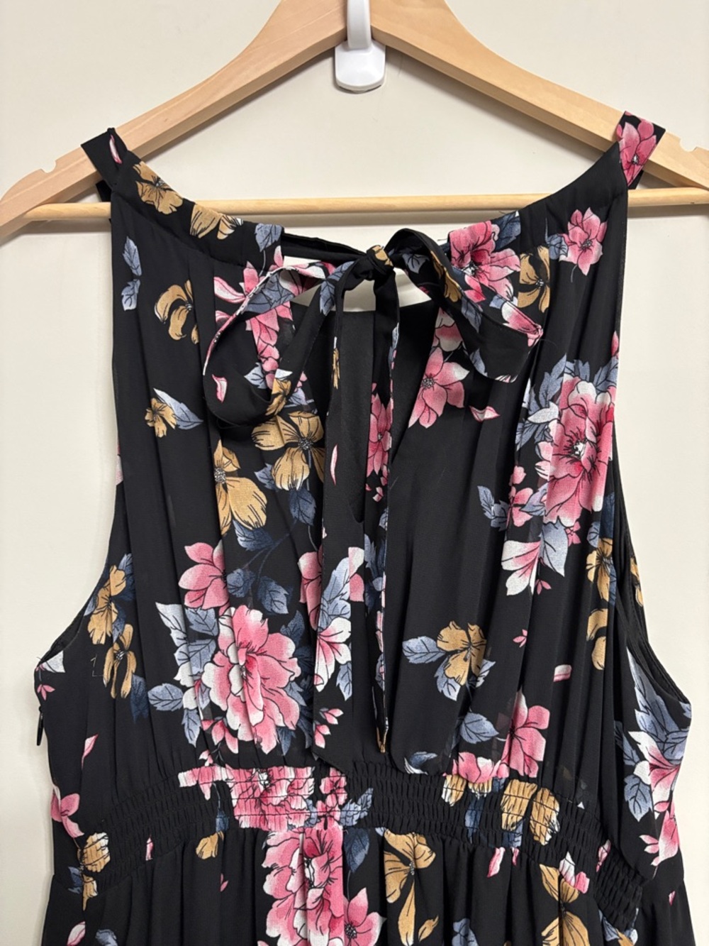 Torrid Black Floral Maxi Dress with Pink and Gold Flowers Size 1 14-16 NWT - Picture 3 of 7